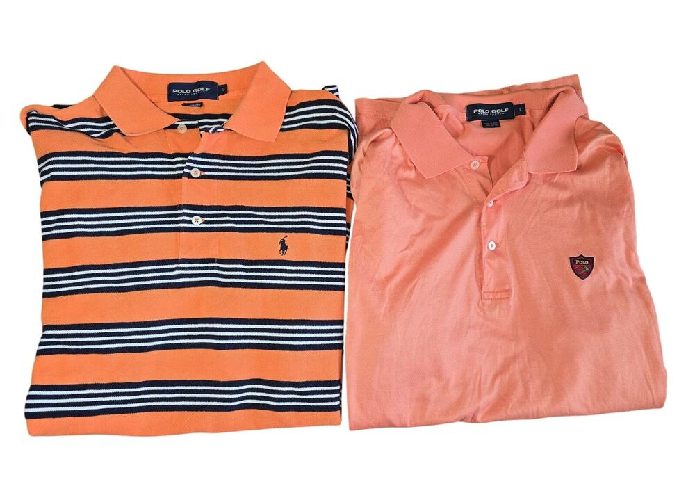 Lot of 2 Mens Ralph Lauren Polo Golf Short Sleeve Shirts Sz Large 100% Cotton
